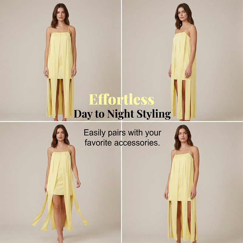Square Neck Spaghetti Strap Tassel Dress