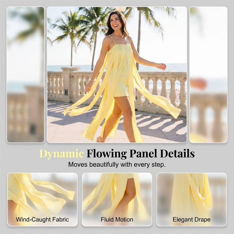 Square Neck Spaghetti Strap Tassel Dress