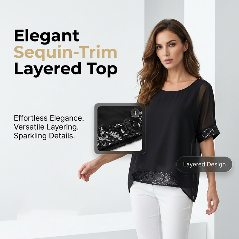 🌟 LIMITED-TIME 50% RABATT! 👕 Lässiges Damenoberteil mit Pailletten✨