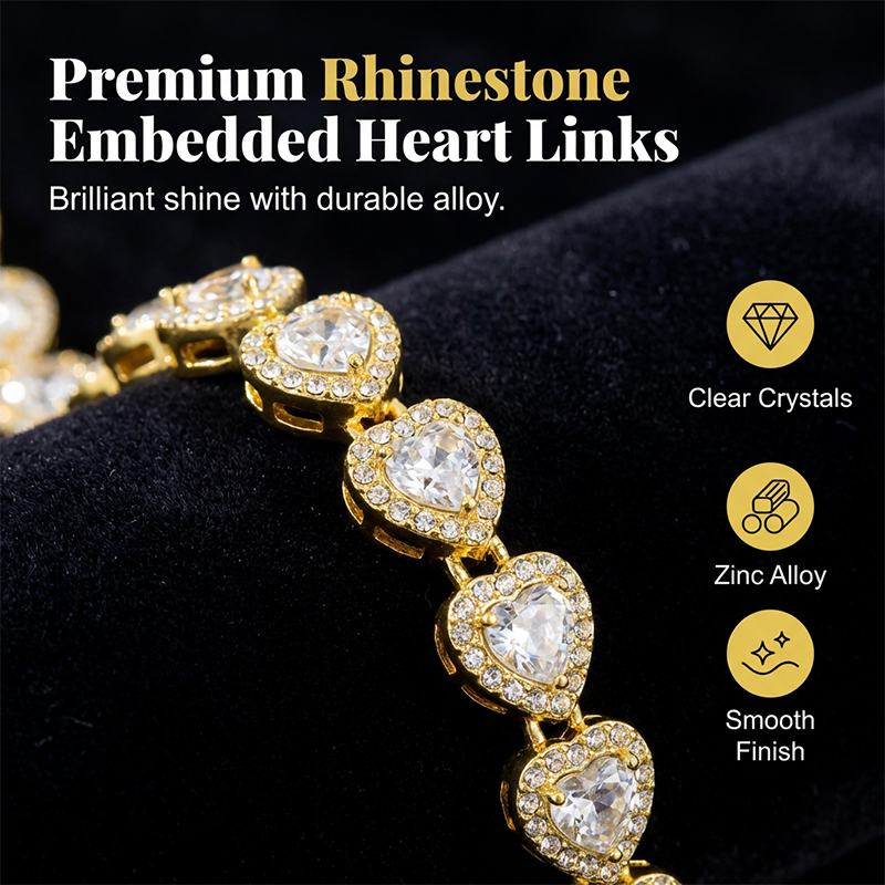 Gluschwein - 💍 Muttertagsangebot 💎 Glitzernde Herzanhänger-Halskette – mit Diamanten besetzt, in Gold/Silber, verstellbare Länge – perfektes Geschenk 💖