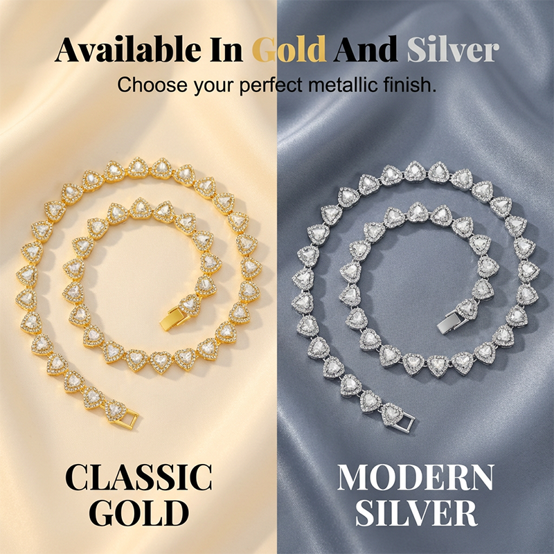 Gluschwein - 💍 Muttertagsangebot 💎 Glitzernde Herzanhänger-Halskette – mit Diamanten besetzt, in Gold/Silber, verstellbare Länge – perfektes Geschenk 💖