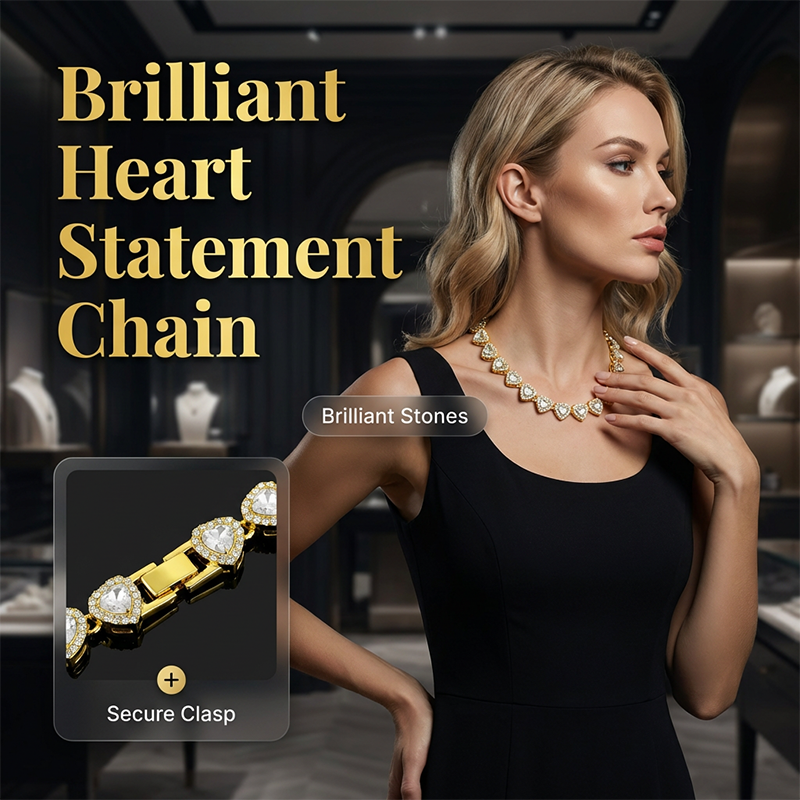 Gluschwein - 💍 Muttertagsangebot 💎 Glitzernde Herzanhänger-Halskette – mit Diamanten besetzt, in Gold/Silber, verstellbare Länge – perfektes Geschenk 💖