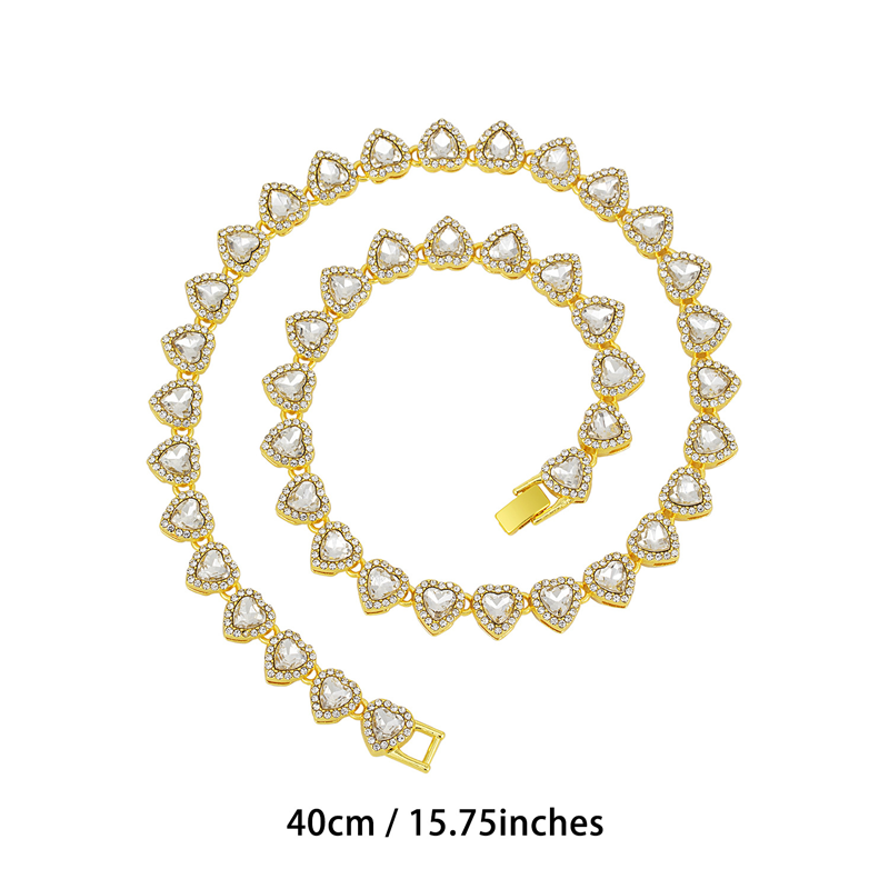 Gluschwein - 💍 Muttertagsangebot 💎 Glitzernde Herzanhänger-Halskette – mit Diamanten besetzt, in Gold/Silber, verstellbare Länge – perfektes Geschenk 💖