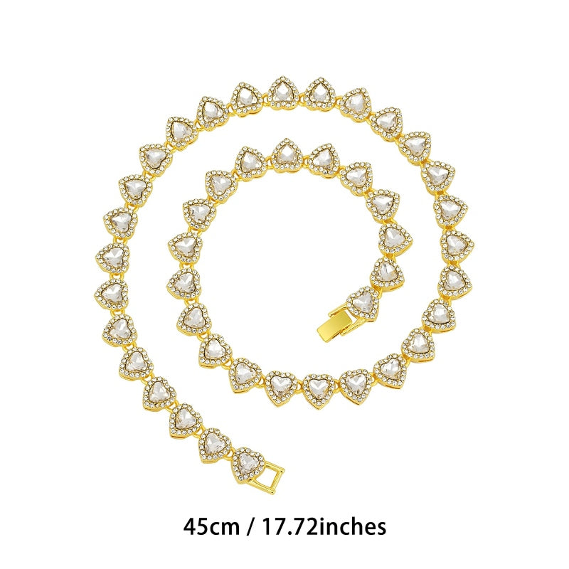 Gluschwein - 💍 Muttertagsangebot 💎 Glitzernde Herzanhänger-Halskette – mit Diamanten besetzt, in Gold/Silber, verstellbare Länge – perfektes Geschenk 💖