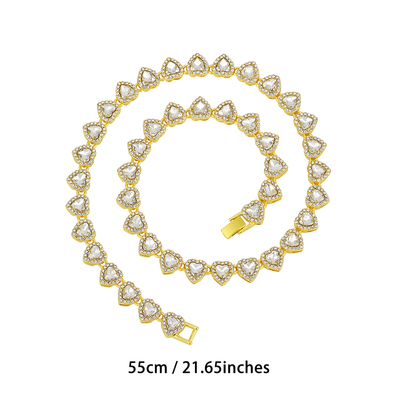 Gluschwein - 💍 Muttertagsangebot 💎 Glitzernde Herzanhänger-Halskette – mit Diamanten besetzt, in Gold/Silber, verstellbare Länge – perfektes Geschenk 💖
