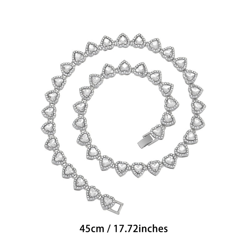Gluschwein - 💍 Muttertagsangebot 💎 Glitzernde Herzanhänger-Halskette – mit Diamanten besetzt, in Gold/Silber, verstellbare Länge – perfektes Geschenk 💖