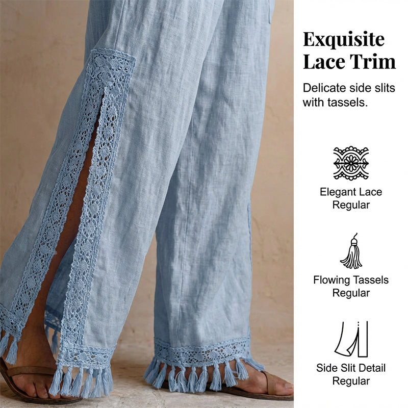 Vintage-inspirierte Damenhose mit Kordelzug und weitem Bein