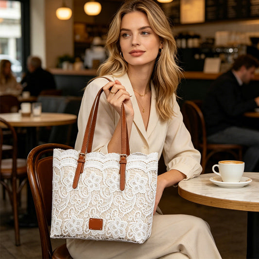 Gluschwein - 👜 50% RABATT! 👛 Elegante Spitzen-Tote-Bag mit Großem Fassungsvermögen – Stilvolles Design, Robuste Verarbeitung & Ideal Für Einkäufe, Strand & Alltag 🏖️