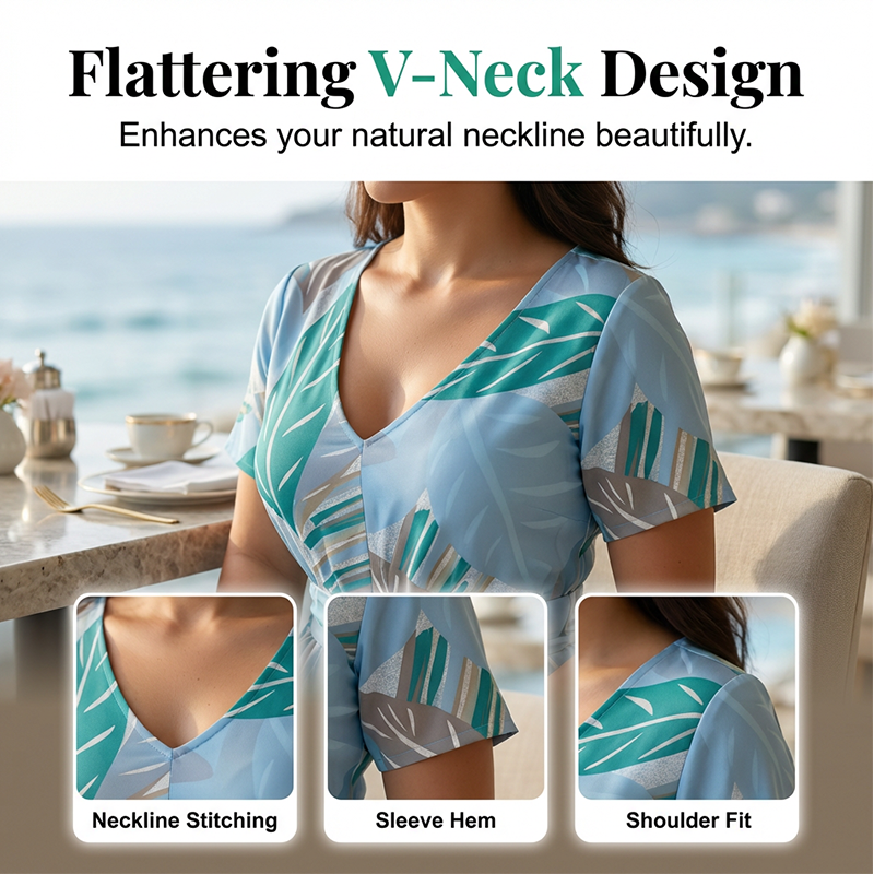 Gluschwein - Fließendes Maxikleid für Damen mit Blattmuster