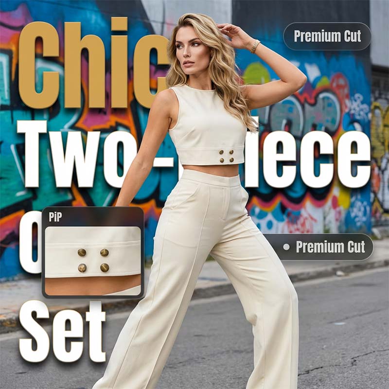 👚 50% RABATT! 🌸 Damen Ärmelloses Crop-Top & Weite Hose – Zweiteiler-Set, Leichter Stoff & Perfekt Für Einen Modischen Sommerlook 💃