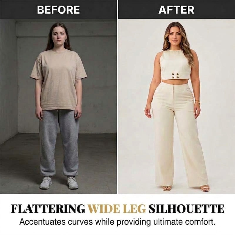 👚 50% RABATT! 🌸 Damen Ärmelloses Crop-Top & Weite Hose – Zweiteiler-Set, Leichter Stoff & Perfekt Für Einen Modischen Sommerlook 💃