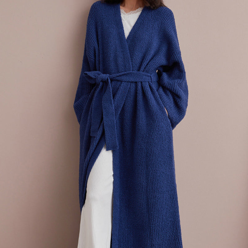 🔥Solange der Vorrat reicht 40 % Rabatt!🎉Loungewear-Mantel für Damen mit Gürtel und V-Ausschnitt