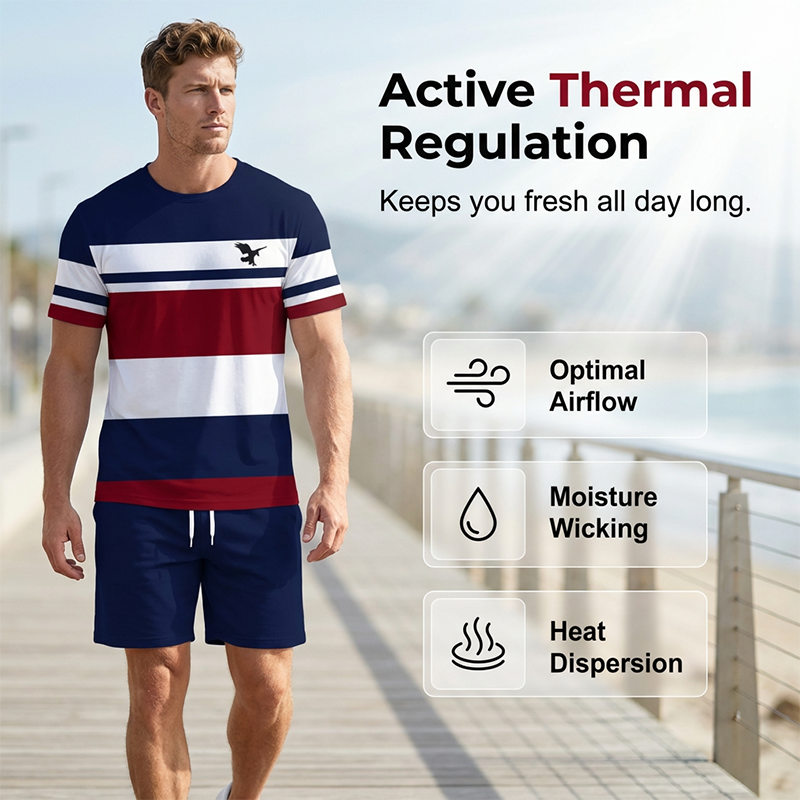 Lässiges Herren-Set aus farblich abgesetztem T-Shirt und Shorts