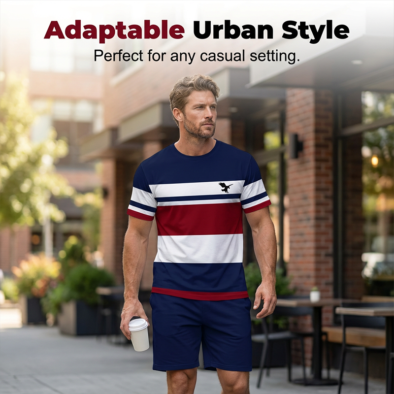 Lässiges Herren-Set aus farblich abgesetztem T-Shirt und Shorts