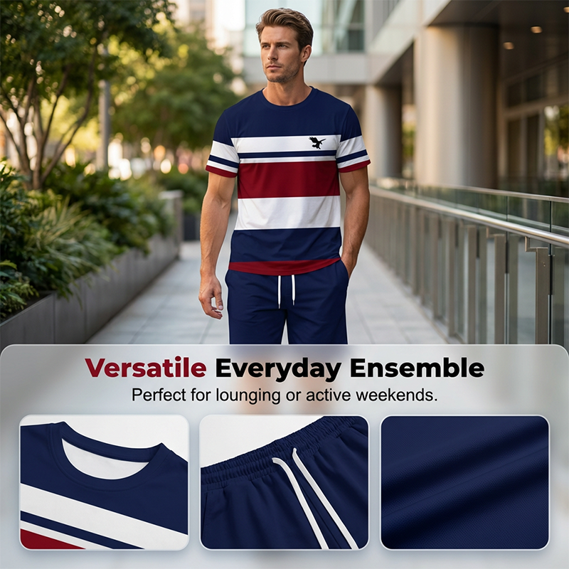Lässiges Herren-Set aus farblich abgesetztem T-Shirt und Shorts
