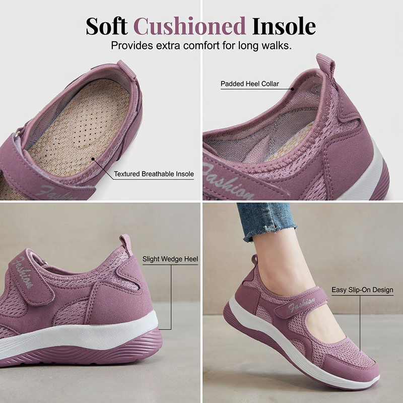 Gluschwein - Leichte, lässige Damen-Flachschuhe aus Mesh