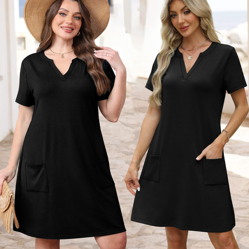 👗Neu eingetroffen❣️Lässiges, locker sitzendes Kurzarmkleid für Damen