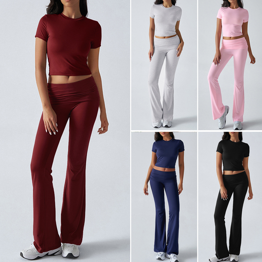Gluschwein - 🌺 LIMITIERT: 49% RABATT! 🔥 Zweiteiliges Damen-Set aus ausgestelltem Oberteil und Hose💖