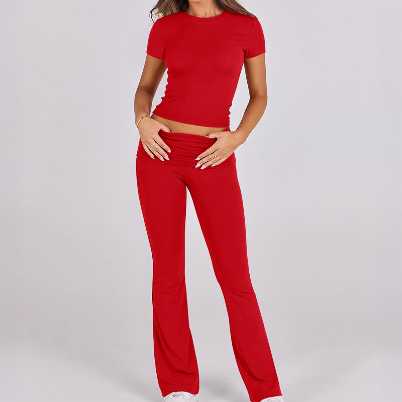 Gluschwein - 🌺 LIMITIERT: 49% RABATT! 🔥 Zweiteiliges Damen-Set aus ausgestelltem Oberteil und Hose💖