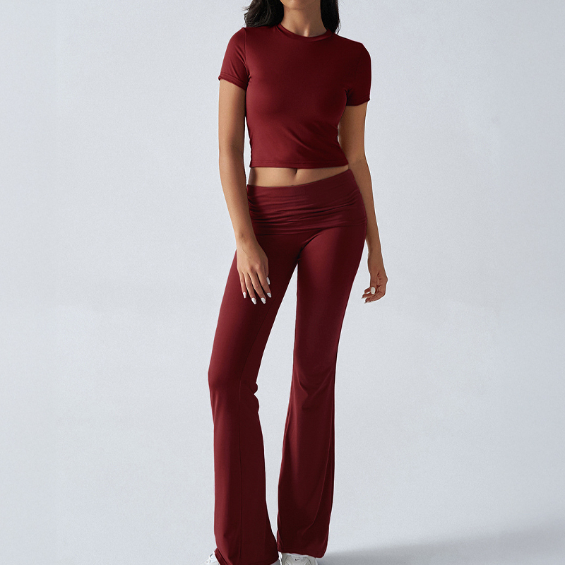 Gluschwein - 🌺 LIMITIERT: 49% RABATT! 🔥 Zweiteiliges Damen-Set aus ausgestelltem Oberteil und Hose💖