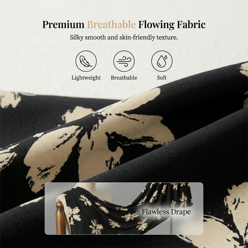 👗 53% RABATT! 🌺 Damen Freizeitkleid mit Print, V-Ausschnitt & Rüschen – Leichter Stoff & romantischer Stil – Perfekt für warme Tage, Strand oder einen feminine Look im Alltag ☀️✨