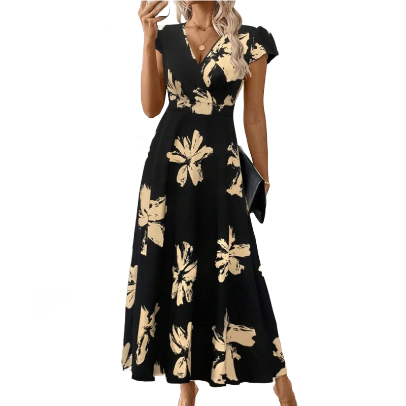 👗 53% RABATT! 🌺 Damen Freizeitkleid mit Print, V-Ausschnitt & Rüschen – Leichter Stoff & romantischer Stil – Perfekt für warme Tage, Strand oder einen feminine Look im Alltag ☀️✨