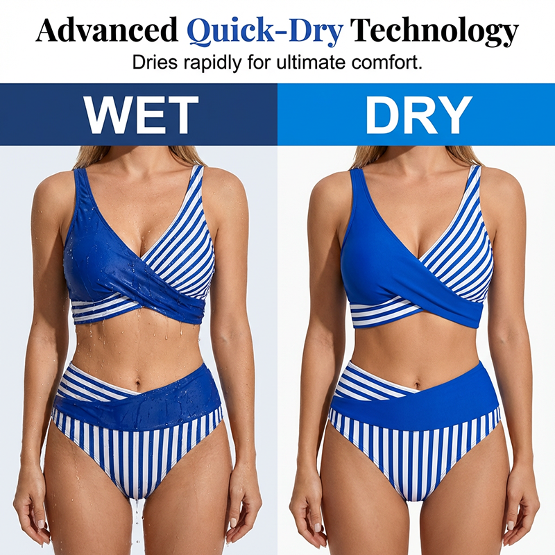 🔥🔥 2026 NEU 🥳💞 50K+ VERKAUFT! ⚡👙Zweiteiliger Bikini-Badeanzug mit Farbblock- und Streifenmuster🌊☀️💃