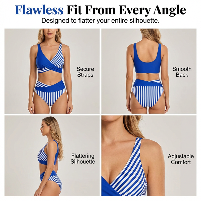 🔥🔥 2026 NEU 🥳💞 50K+ VERKAUFT! ⚡👙Zweiteiliger Bikini-Badeanzug mit Farbblock- und Streifenmuster🌊☀️💃