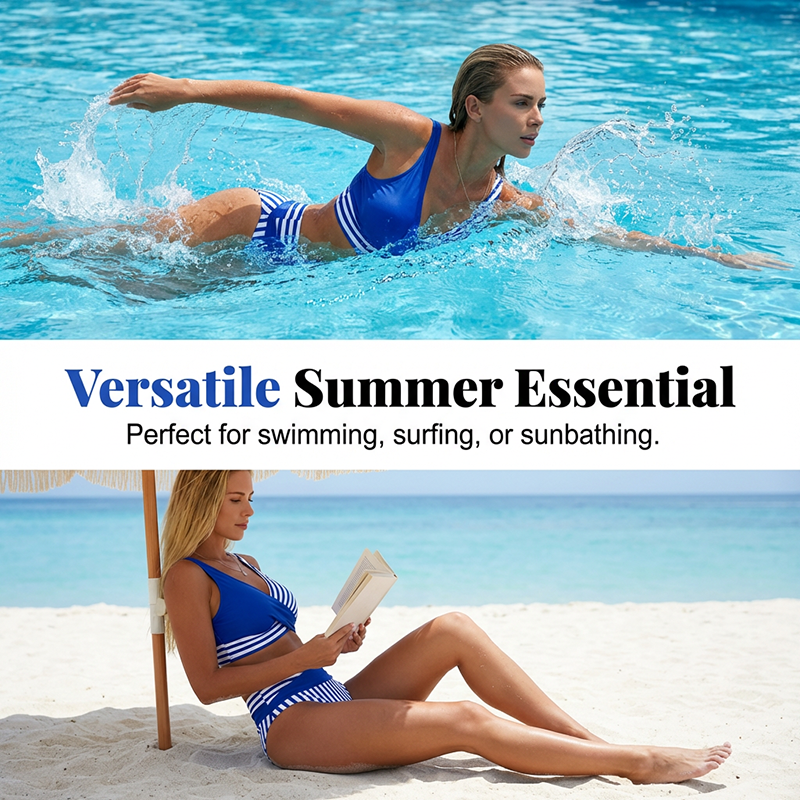 🔥🔥 2026 NEU 🥳💞 50K+ VERKAUFT! ⚡👙Zweiteiliger Bikini-Badeanzug mit Farbblock- und Streifenmuster🌊☀️💃