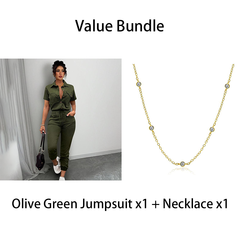 Kurzärmeliger Jumpsuit für Damen mit Knopfleiste