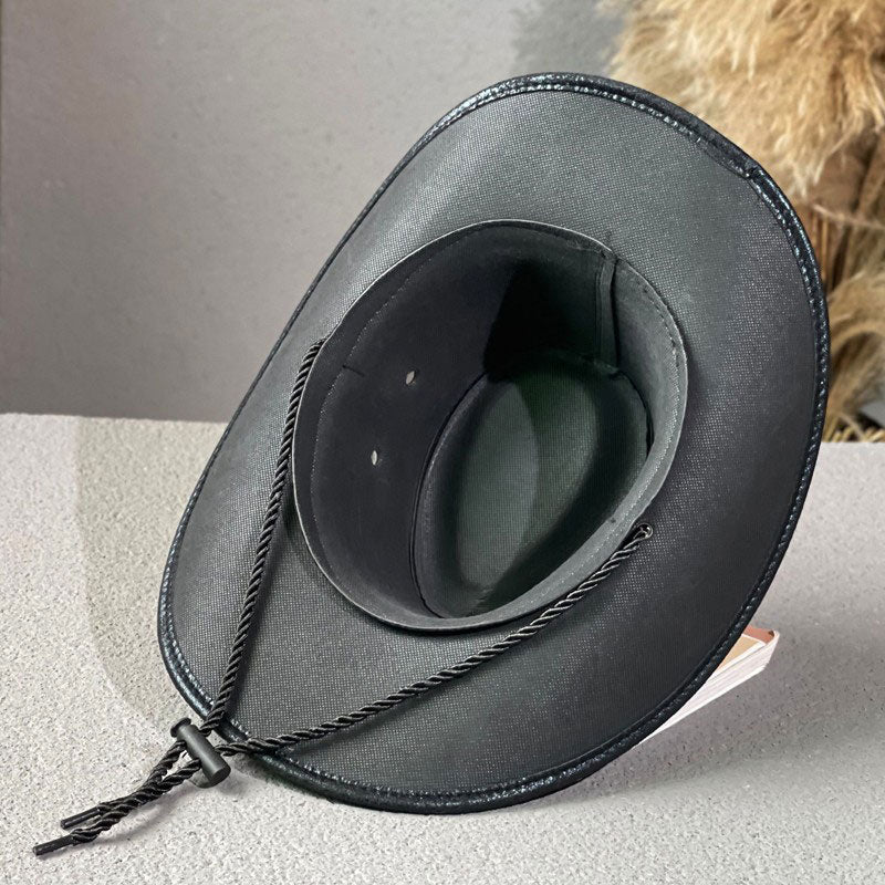 Gluschwein - 🤠 LIMITED-TIME 50% RABATT! ✨ Vintage-Cowboyhut mit breiter Krempe & Riemen – PU, Einheitsgröße, Verstellbar ☀️