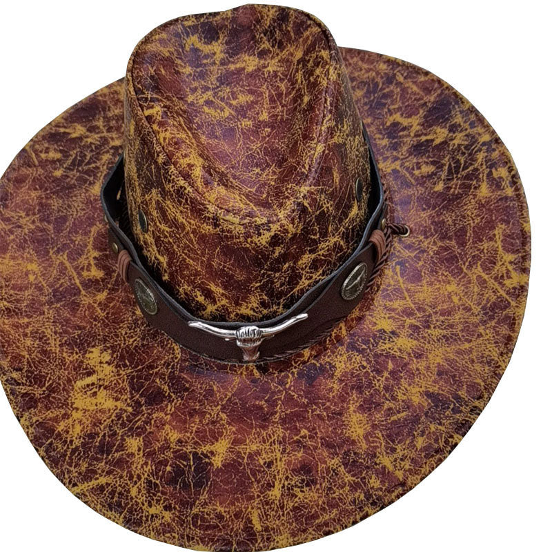 Gluschwein - 🤠 LIMITED-TIME 50% RABATT! ✨ Vintage-Cowboyhut mit breiter Krempe & Riemen – PU, Einheitsgröße, Verstellbar ☀️