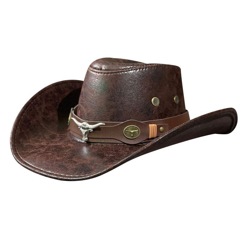 Gluschwein - 🤠 LIMITED-TIME 50% RABATT! ✨ Vintage-Cowboyhut mit breiter Krempe & Riemen – PU, Einheitsgröße, Verstellbar ☀️