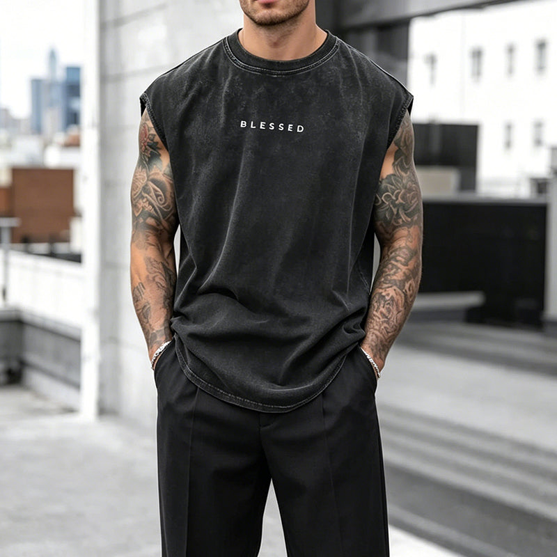 🖤Herren Vintage Tanktop "Acid-Wash" – ☁️Luftig, Locker & 💪Maskulin