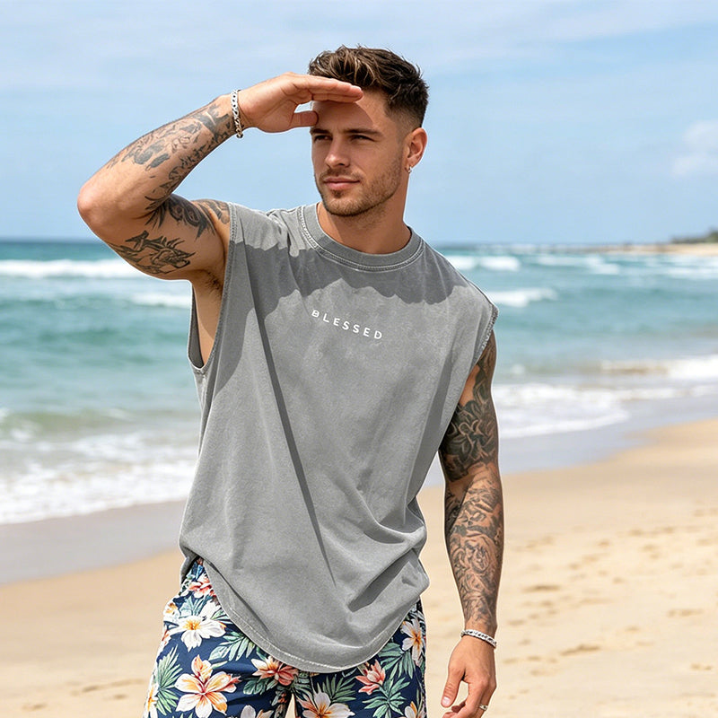 🖤Herren Vintage Tanktop "Acid-Wash" – ☁️Luftig, Locker & 💪Maskulin