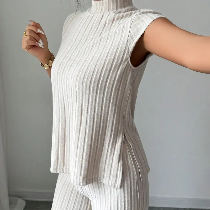 👗 LIMITIERTES ANGEBOT: 50% RABATT! 🍂 2-teiliges Set – Ärmelloses Oberteil mit Stehkragen & Weite Hose ✨