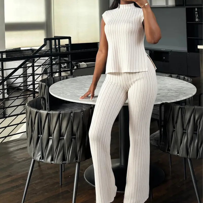 👗 LIMITIERTES ANGEBOT: 50% RABATT! 🍂 2-teiliges Set – Ärmelloses Oberteil mit Stehkragen & Weite Hose ✨