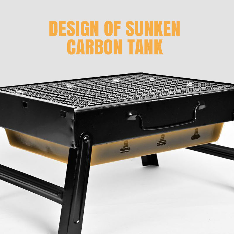 Gluschwein - 🍖 SPARE 50% 🏕️ Faltbarer tragbarer Grill mit Schublade & Ständer – Kompakt, stabil & perfekt für Camping, Garten & Balkon ✨