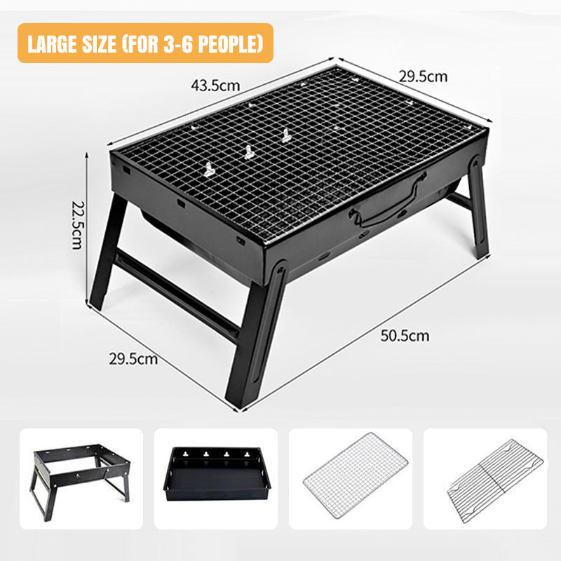 Gluschwein - 🍖 SPARE 50% 🏕️ Faltbarer tragbarer Grill mit Schublade & Ständer – Kompakt, stabil & perfekt für Camping, Garten & Balkon ✨