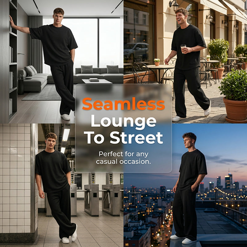 🎁 Nur für kurze Zeit: 50 % Rabatt! 👔 2-teiliges Set: Herren-T-Shirt & weite Hose – Trendig, bequem & sofort tragbar 💥