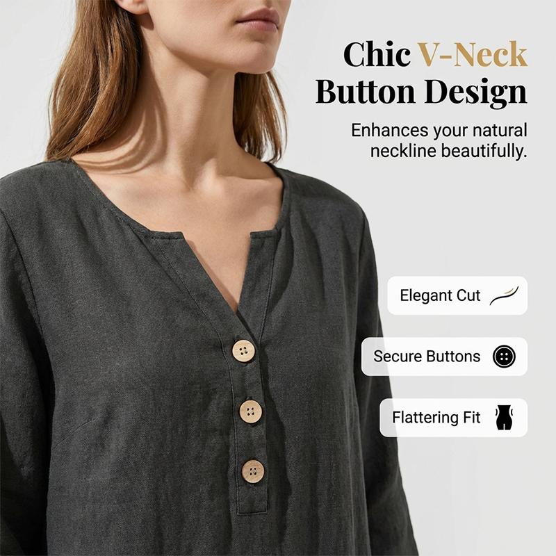 Lässiges Maxikleid für Damen mit V-Ausschnitt und lockerer Passform