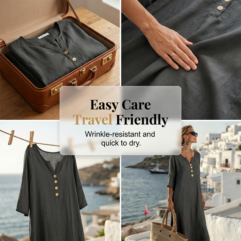 Lässiges Maxikleid für Damen mit V-Ausschnitt und lockerer Passform