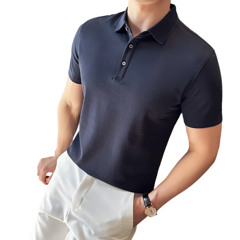 Gluschwein - Einfarbiges Business-Casual-Hemd mit kurzen Ärmeln für Herren