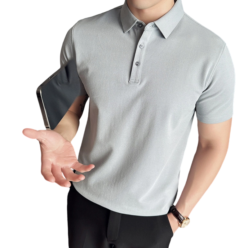 Gluschwein - Einfarbiges Business-Casual-Hemd mit kurzen Ärmeln für Herren