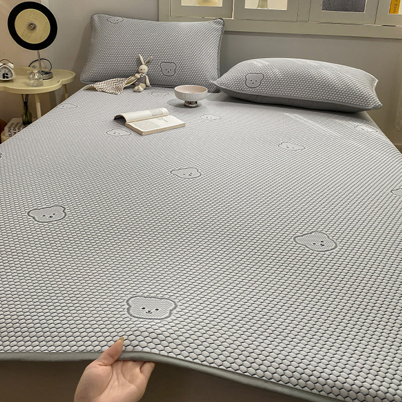 Cooles, atmungsaktives 3-teiliges Bettwäscheset mit niedlichem Bären-Jacquardmuster