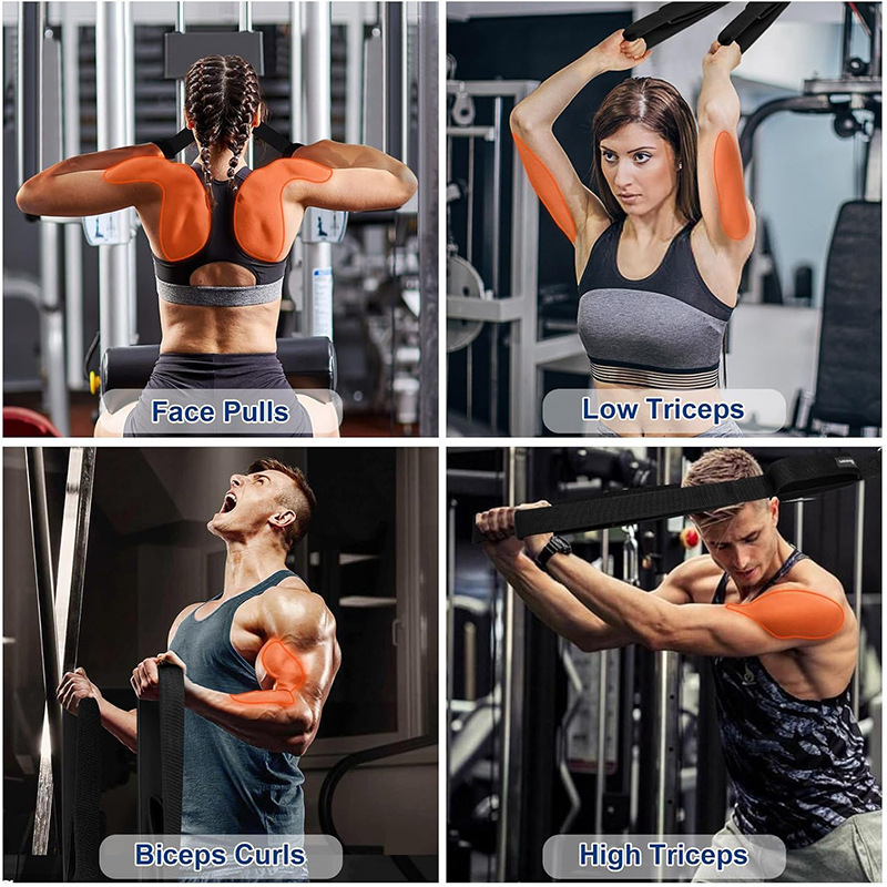 Ergonomisches Trizeps Trainingsband mit Stahl-D-Ring 🖤 Rutschfeste Schlaufen, universell passend für Kabelzug & Heimfitness, robustes Nylon Fitness Zubehör für Arme, Rücken & Schultern