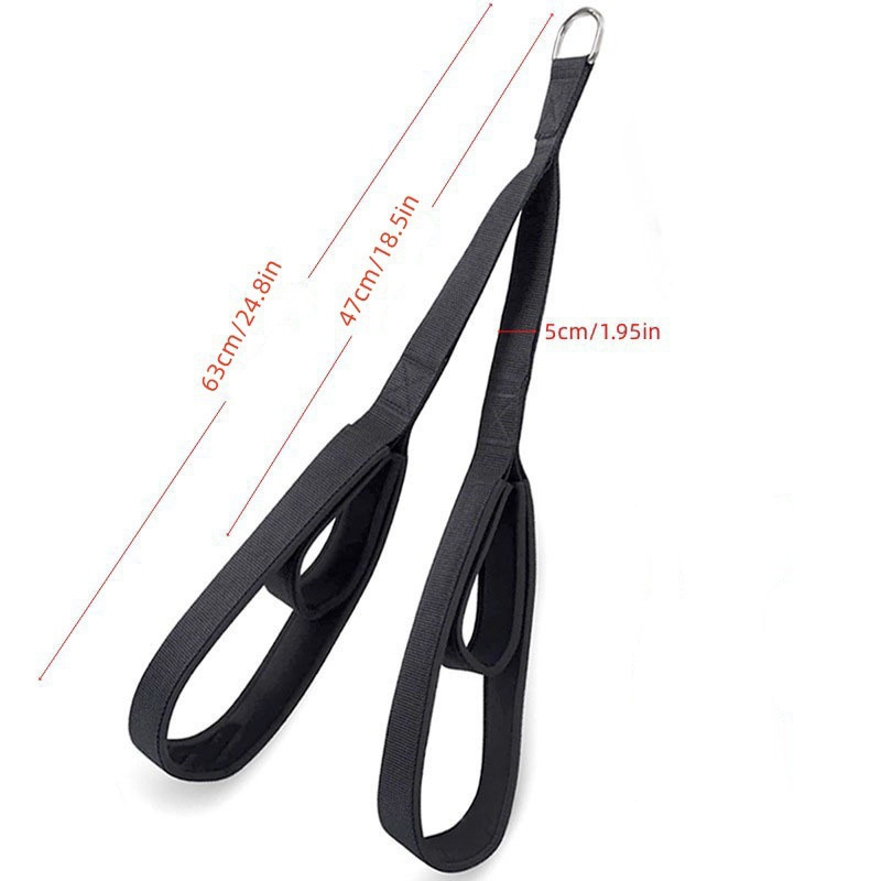 Ergonomisches Trizeps Trainingsband mit Stahl-D-Ring 🖤 Rutschfeste Schlaufen, universell passend für Kabelzug & Heimfitness, robustes Nylon Fitness Zubehör für Arme, Rücken & Schultern