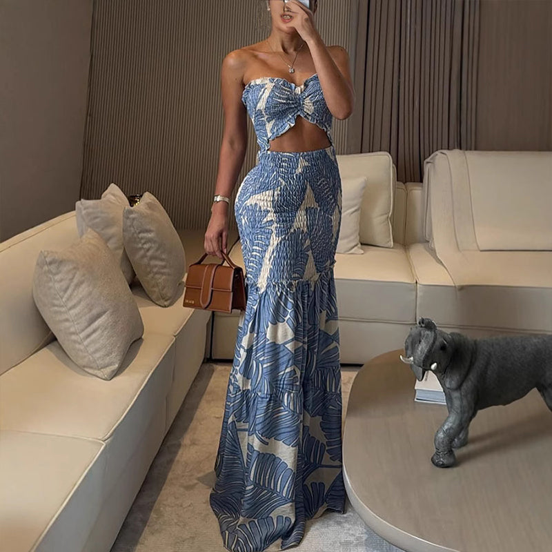 Sexy bedrucktes Cut-Out-Kleid für Damen