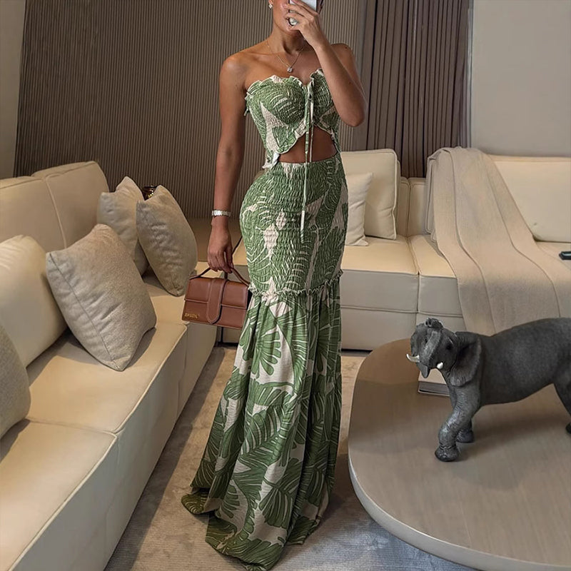Sexy bedrucktes Cut-Out-Kleid für Damen