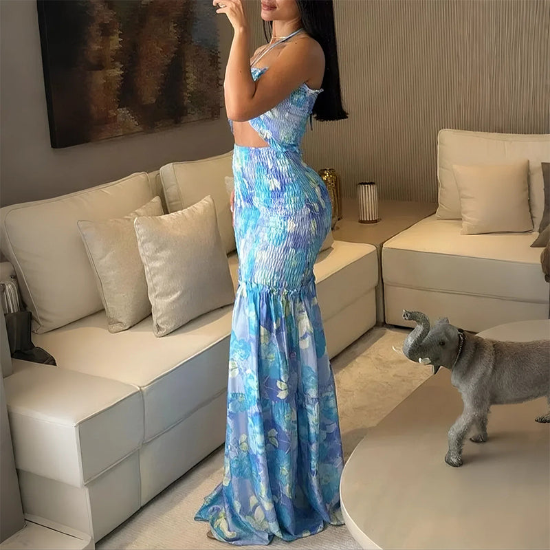 Sexy bedrucktes Cut-Out-Kleid für Damen